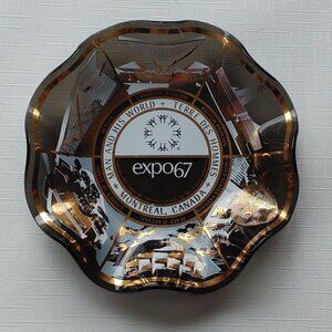 Vintage Expo 67 Montreal Trinket Dish Candy Dish Black and Gold